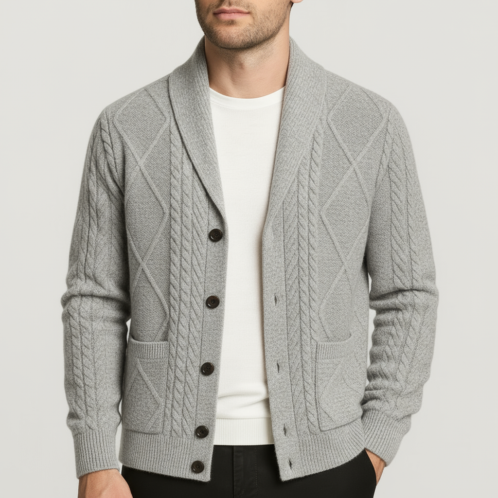Men's Merino Wool Cardigan Classic Fit