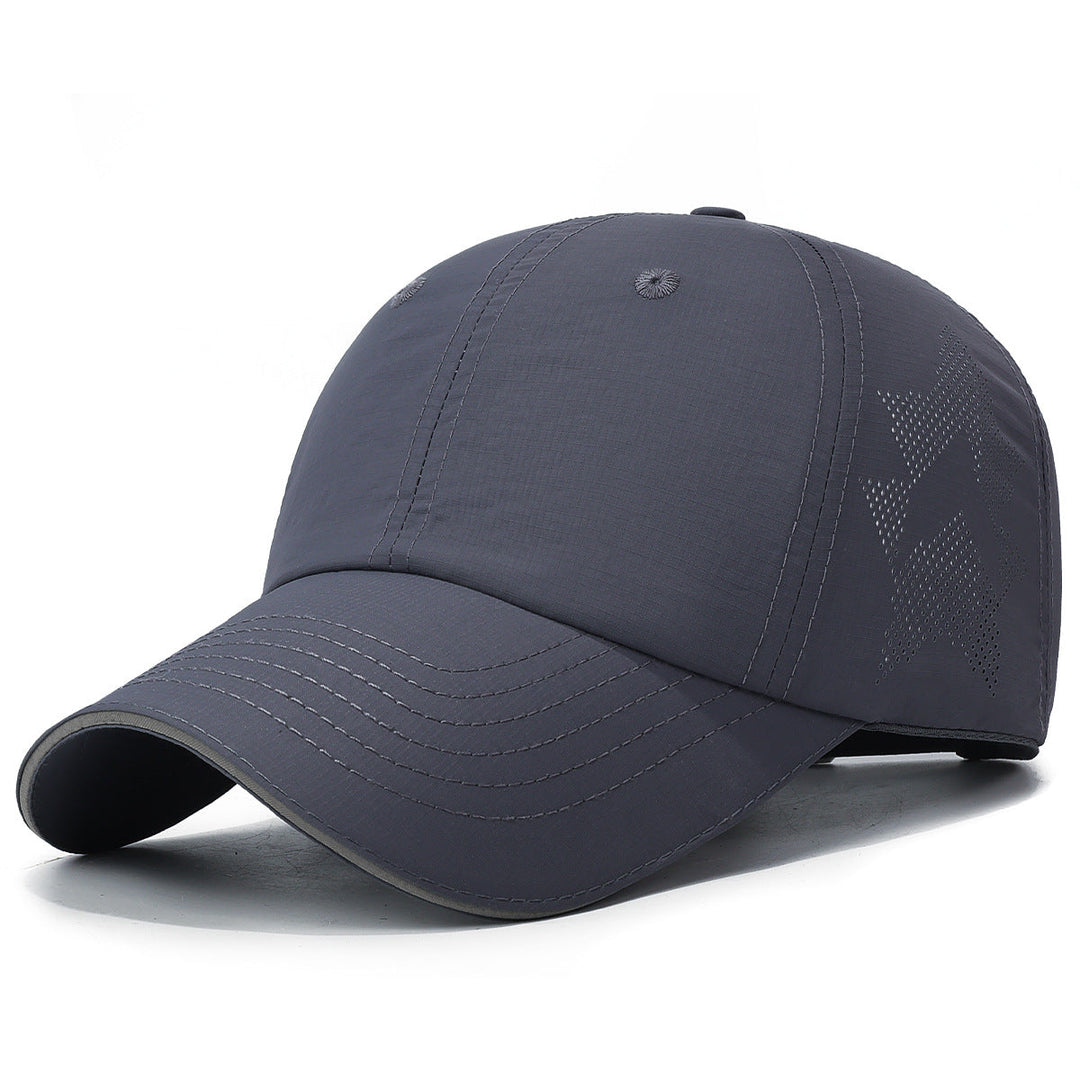 Men's lightweight sports cap with reflective detail, angled front view