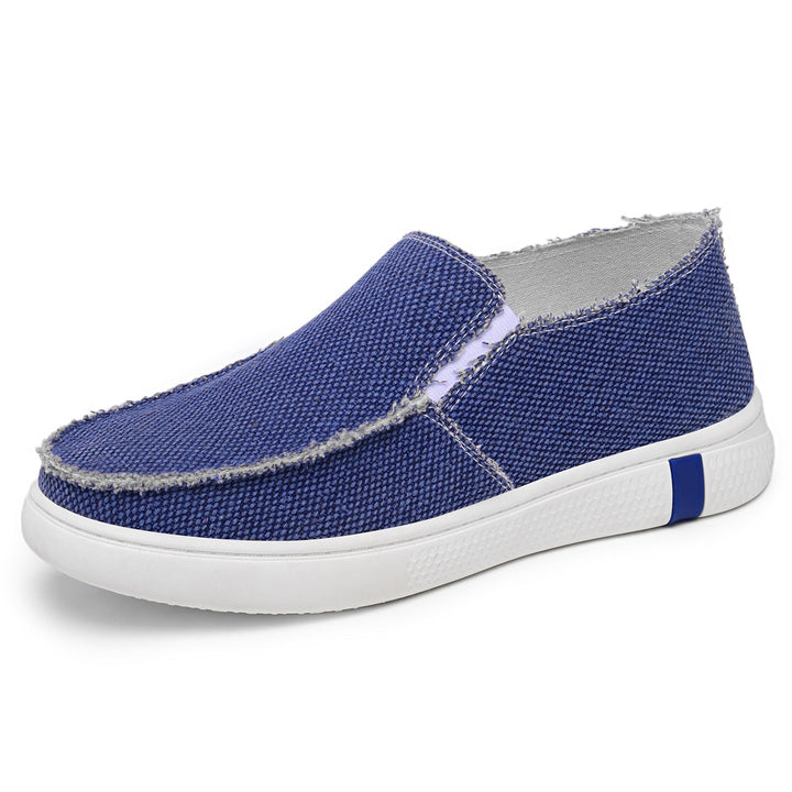 Mens Canvas Slip On Shoes With Frayed Edge