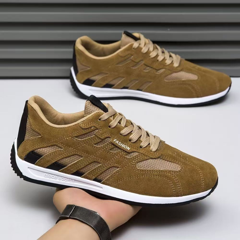 Men's suede sneakers with lace-up fastening