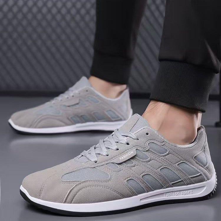 Close-up of the sole on men's suede sneakers