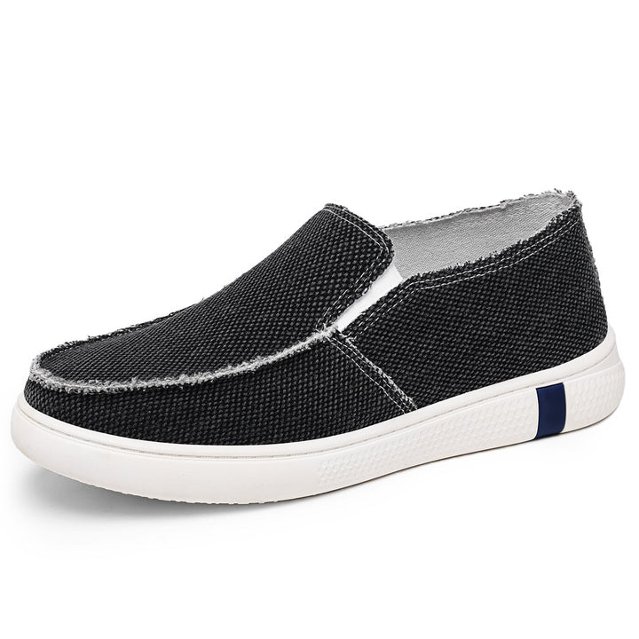 Mens Canvas Slip On Shoes With Frayed Edge