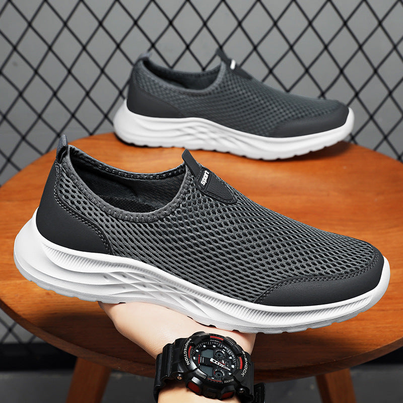 Men's mesh slip-on trainers with a seamless sock-style ankle opening