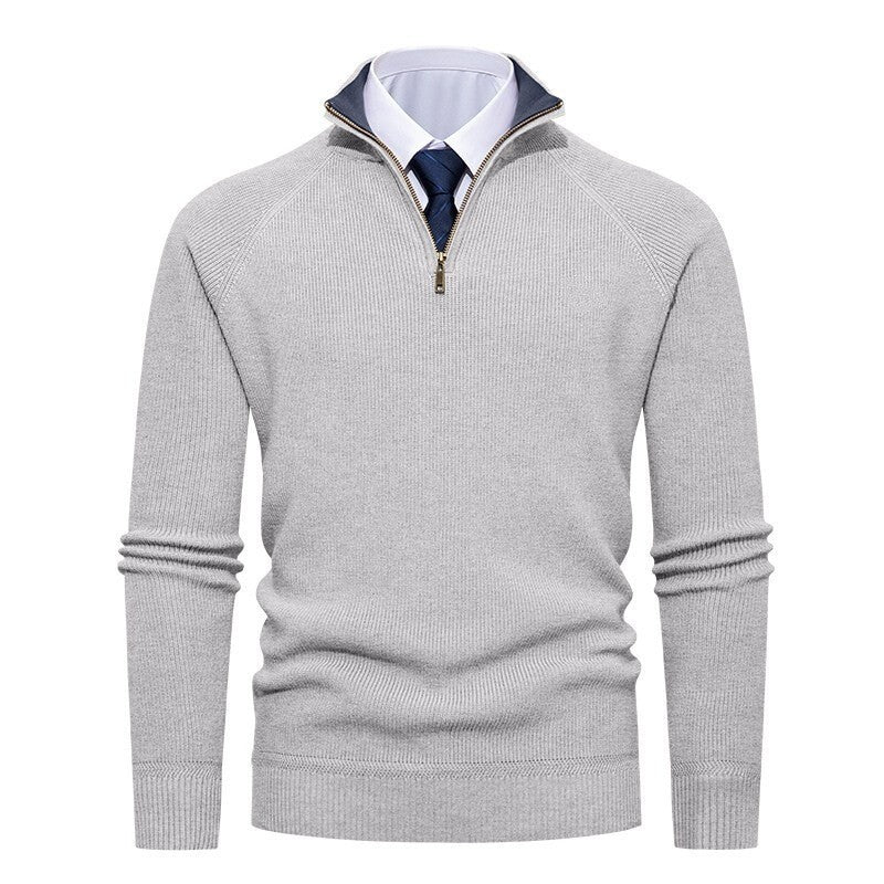Close view of the ribbed knit texture on a men's jumper