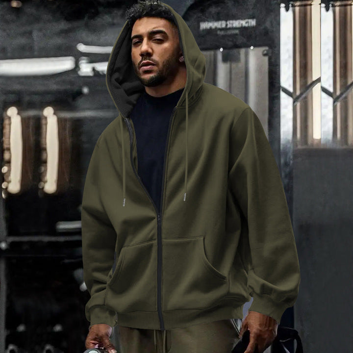 Men's Full Zip Oversized Hoodie With Kangaroo Pocket