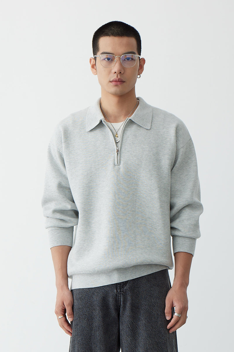 Men's Cotton Blend Polo Collar Sweatshirt