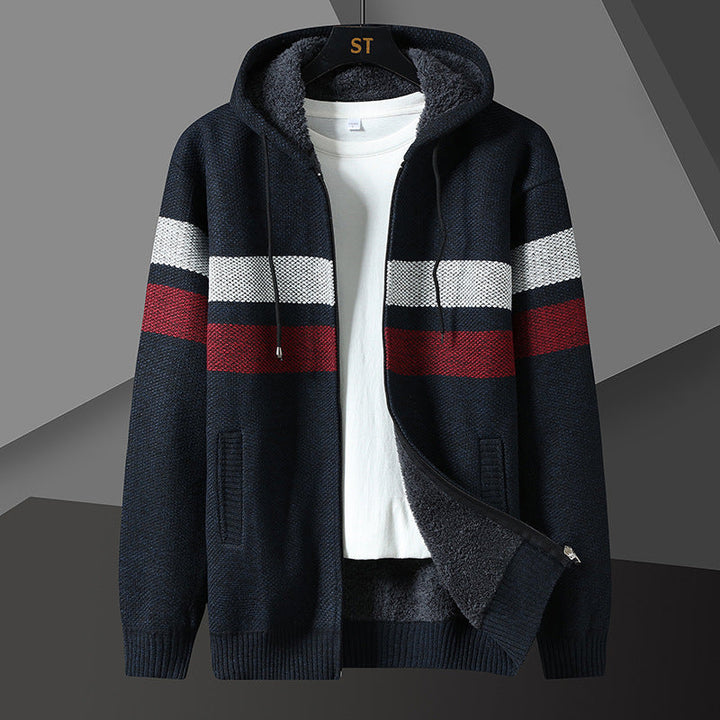 Casual men's hooded jacket designed for warm layering