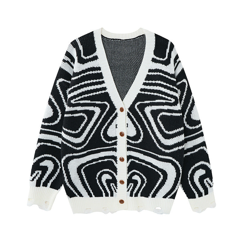 Men's Abstract Swirl Knit Cardigan