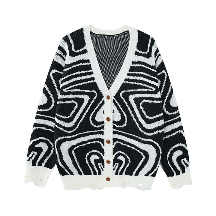 Men's Abstract Swirl Knit Cardigan