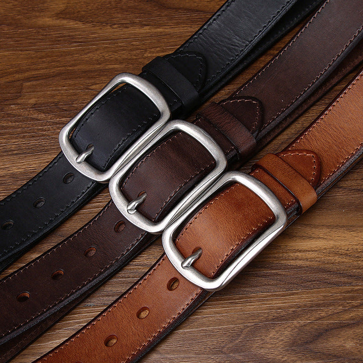 Vintage men's belt styled with casual denim clothing