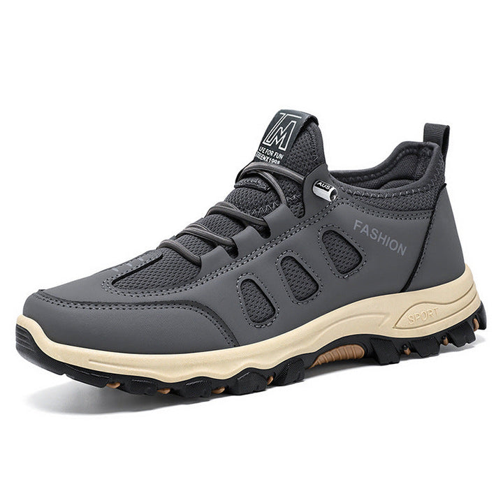 Breathable men's outdoor trainers shown from the front