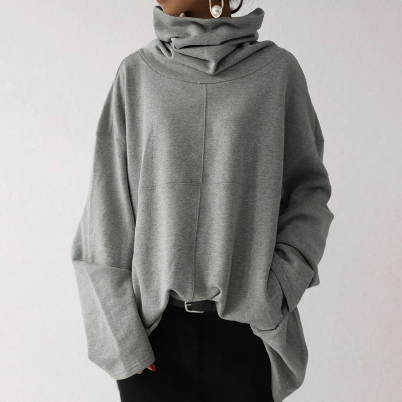 Trendy Solid Color Turtle-Neck Sweater