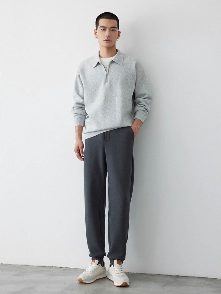 Back view of the relaxed-fit men's polo sweatshirt