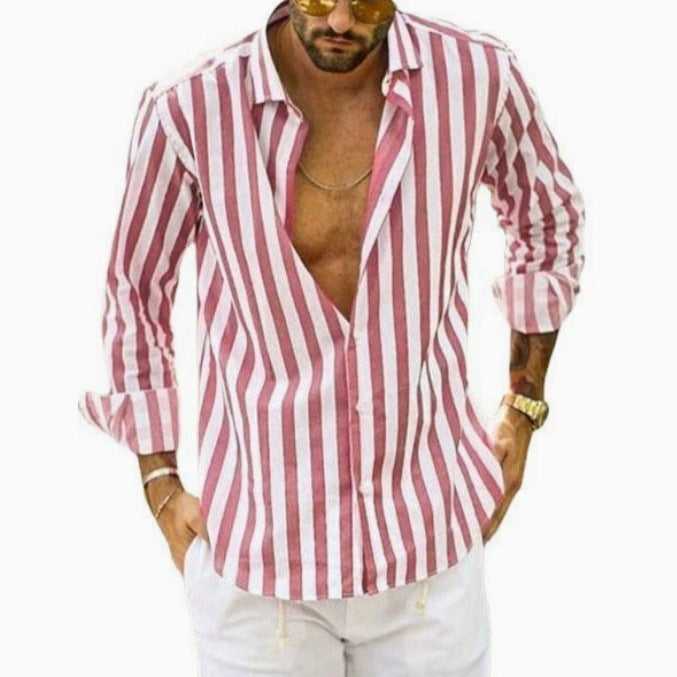 Close-up of the Kent collar on a men's striped shirt