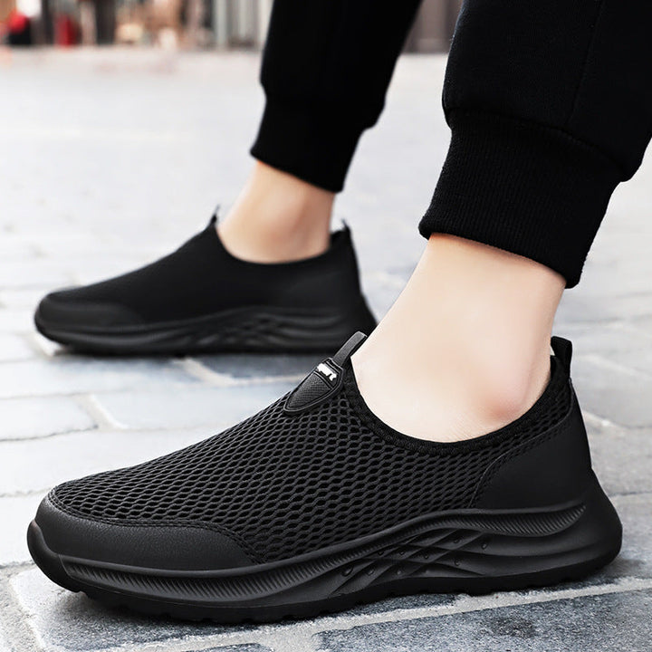 Side view of men's mesh trainers with a supportive EVA sole