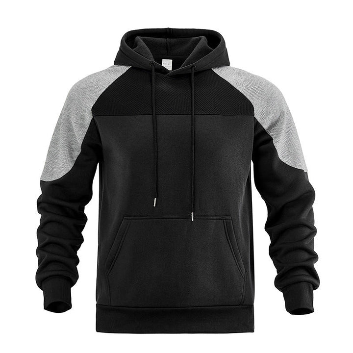 Side view of the men's textured panel hoodie