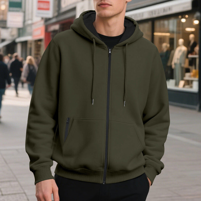 Close-up of the full-length zip on the oversized hoodie