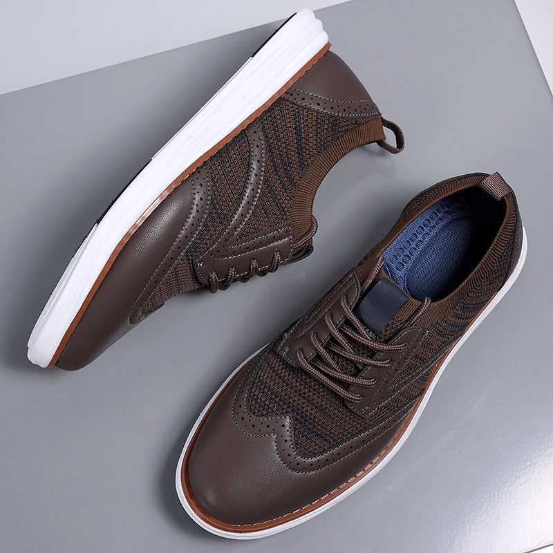 Men's everyday mesh leather trainers highlighting smart casual design