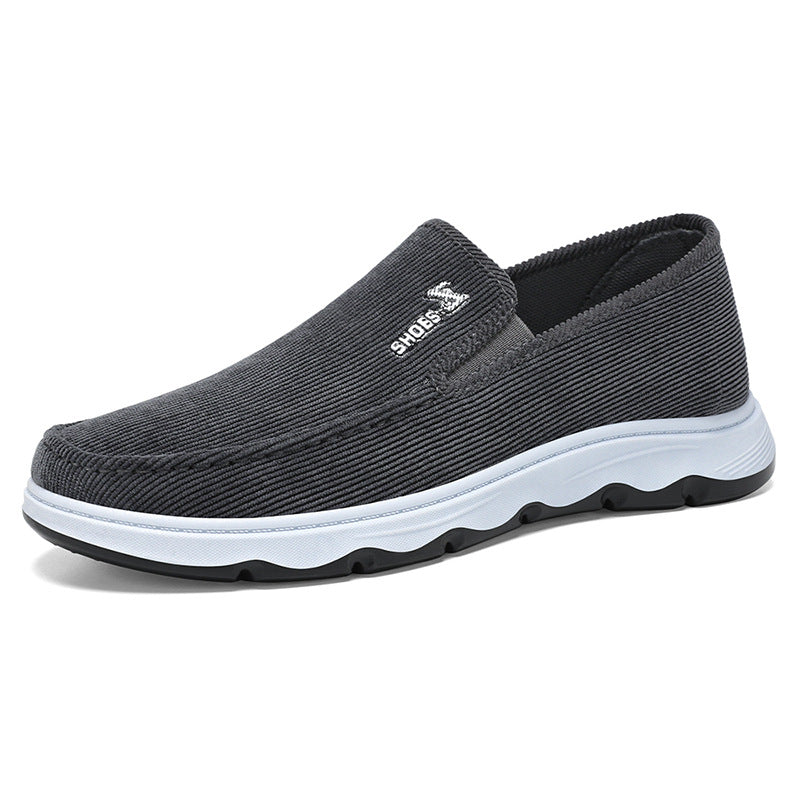 Men's Ribbed Textile Slip On Shoes With Shock Absorbing EVA Sole