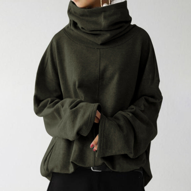 Trendy Solid Color Turtle-Neck Sweater