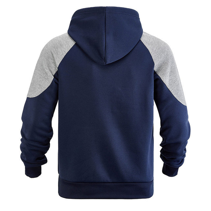 Kangaroo pocket detail on a men's pullover hoodie