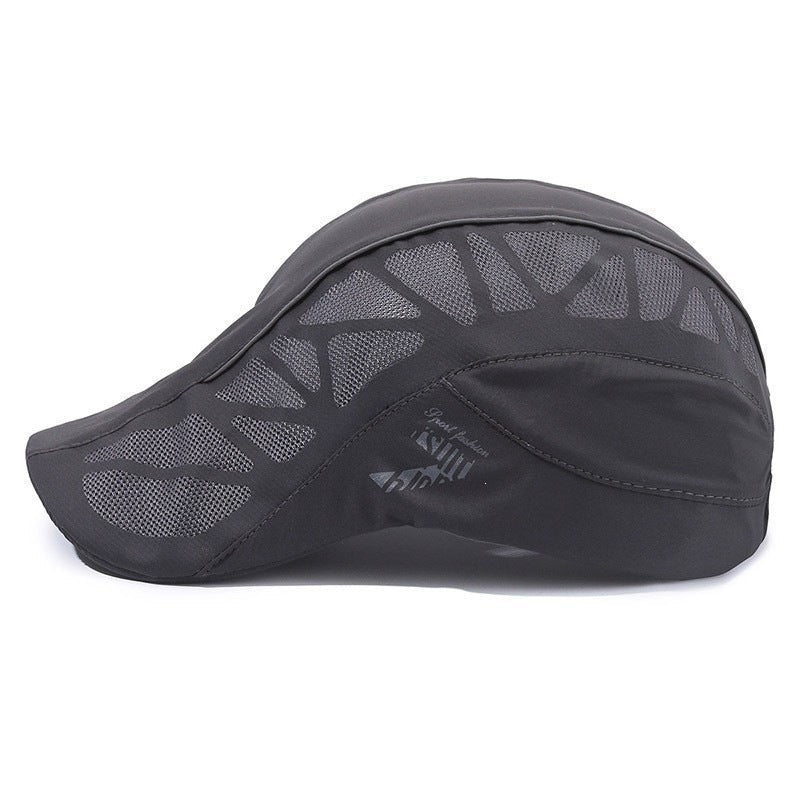 Close-up of breathable fabric on men's sports cap