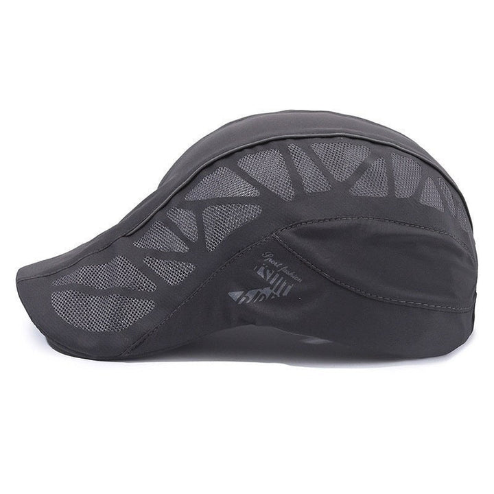Close-up of breathable fabric on men's sports cap