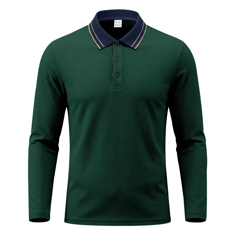 Men's Long-Sleeve Piqué Polo Shirt Contrast Collar