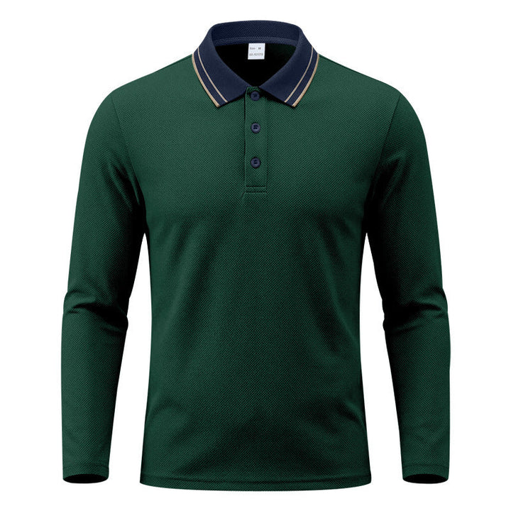 Men's Long-Sleeve Piqué Polo Shirt Contrast Collar