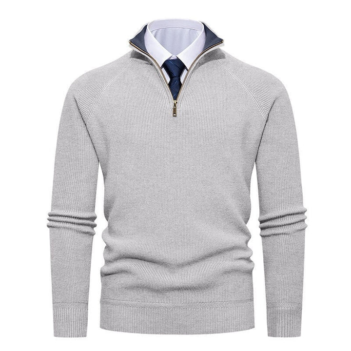 Men's Fine Ribbed Knit Half-Zip Jumper
