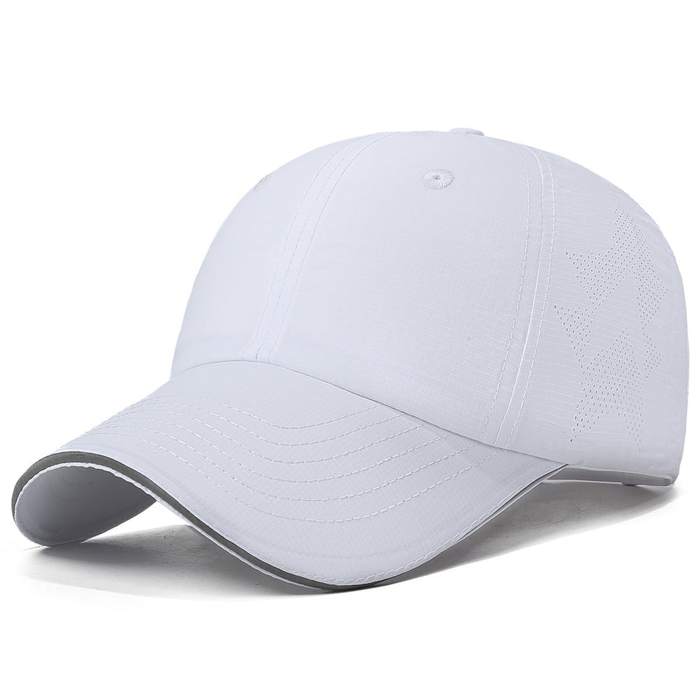 Men's lightweight sports cap with reflective detail, side view