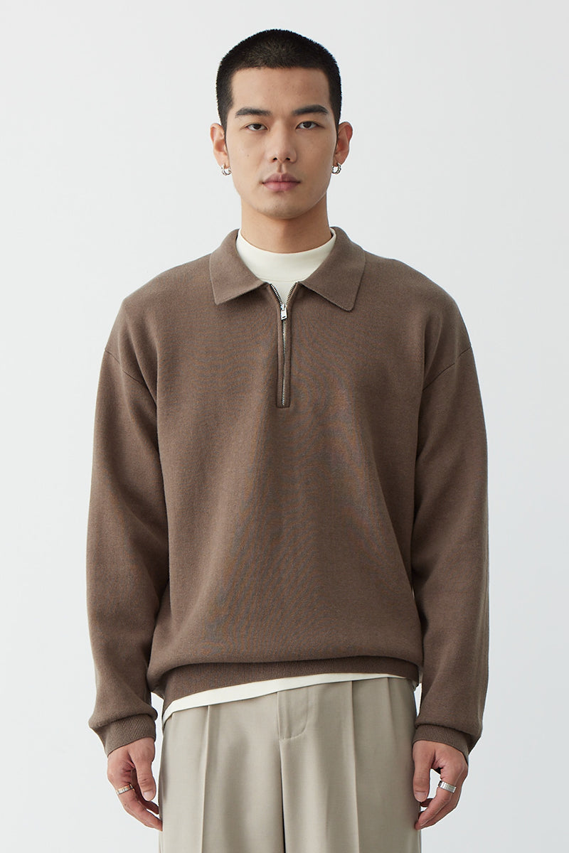Men's Cotton Blend Polo Collar Sweatshirt