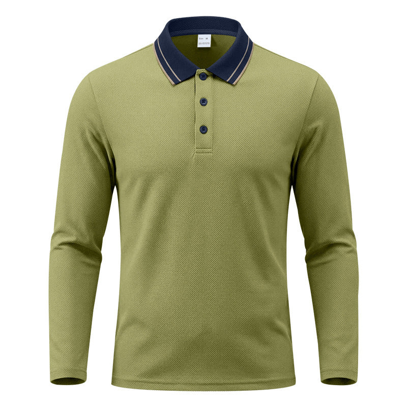 Men's Long-Sleeve Piqué Polo Shirt Contrast Collar