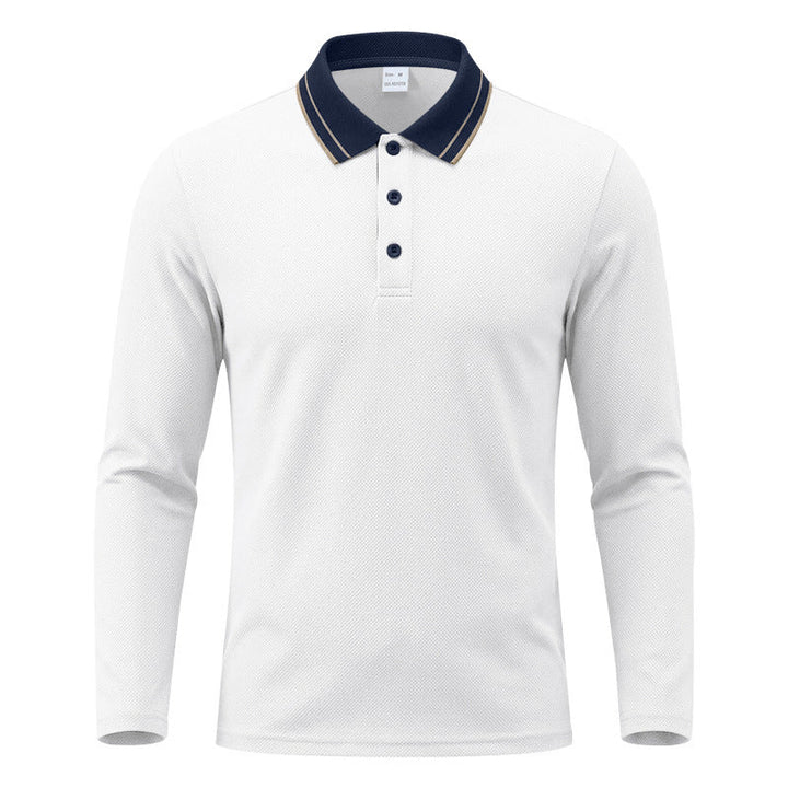 Men's Long-Sleeve Piqué Polo Shirt Contrast Collar