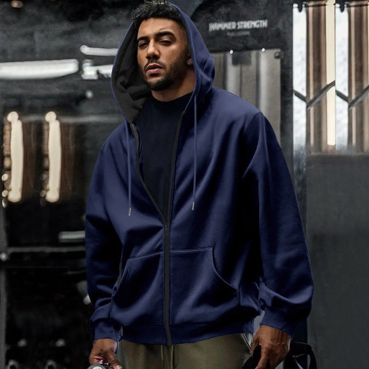 Men's Full Zip Oversized Hoodie With Kangaroo Pocket