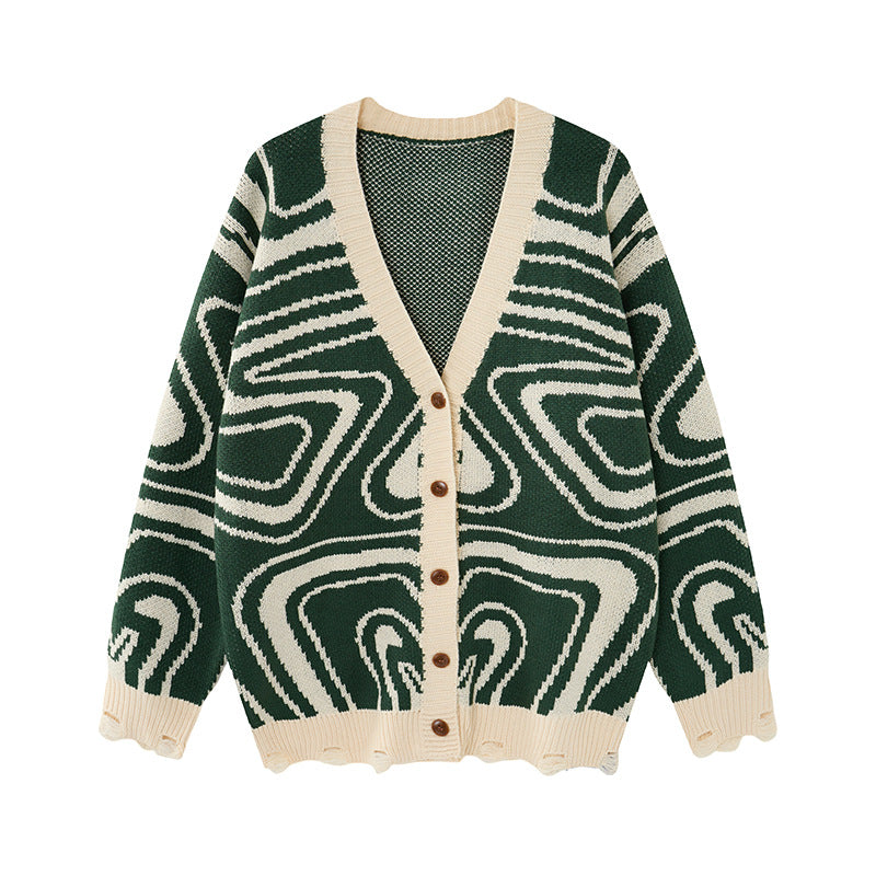 Men's Abstract Swirl Knit Cardigan