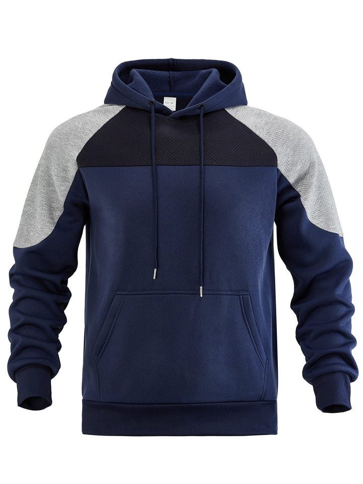 Back view of a men's pullover hoodie