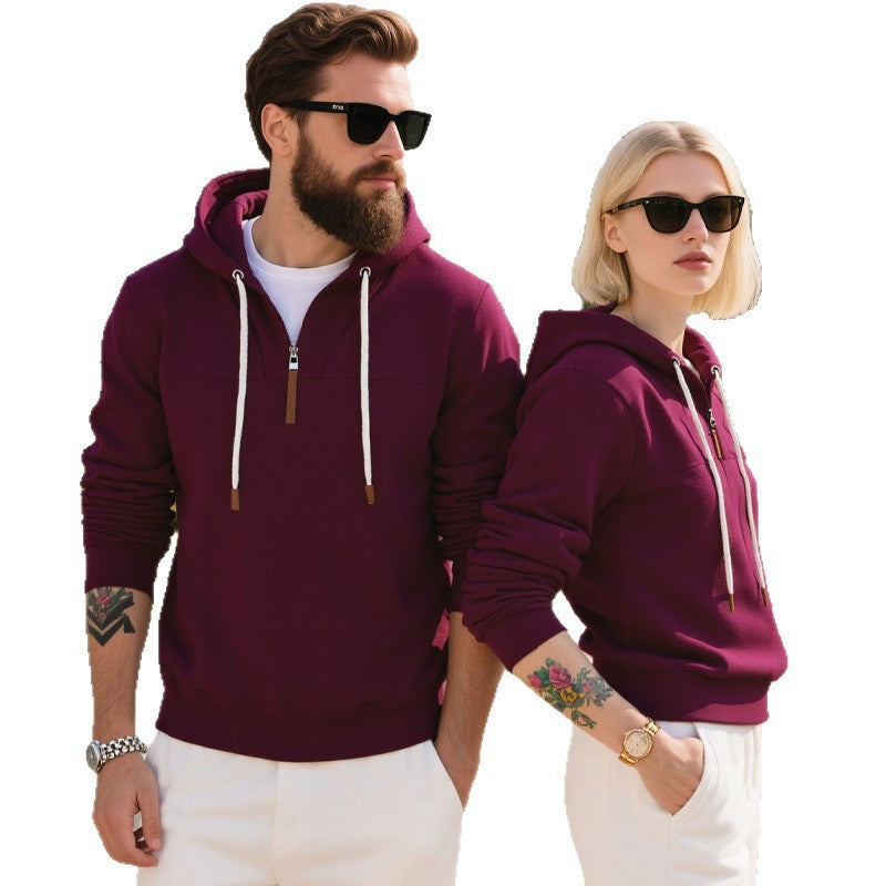 Men's hoodie showing the adjustable drawstring hood