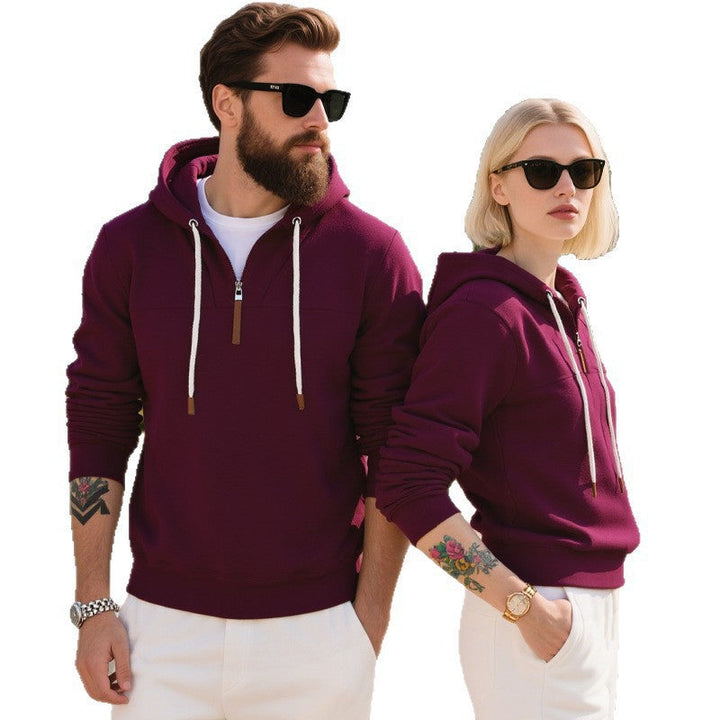 Men's hoodie showing the adjustable drawstring hood