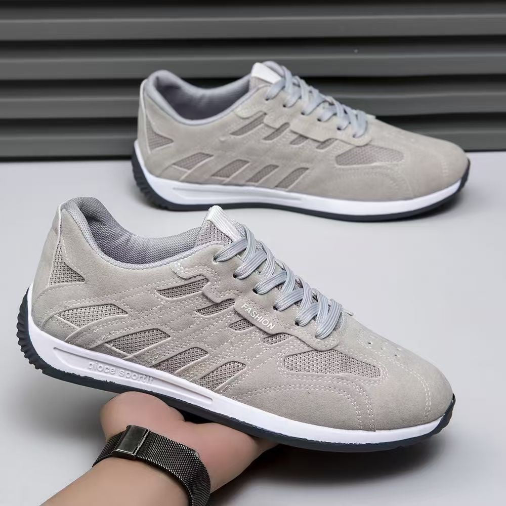 Men's suede sneakers displayed as a matching pair