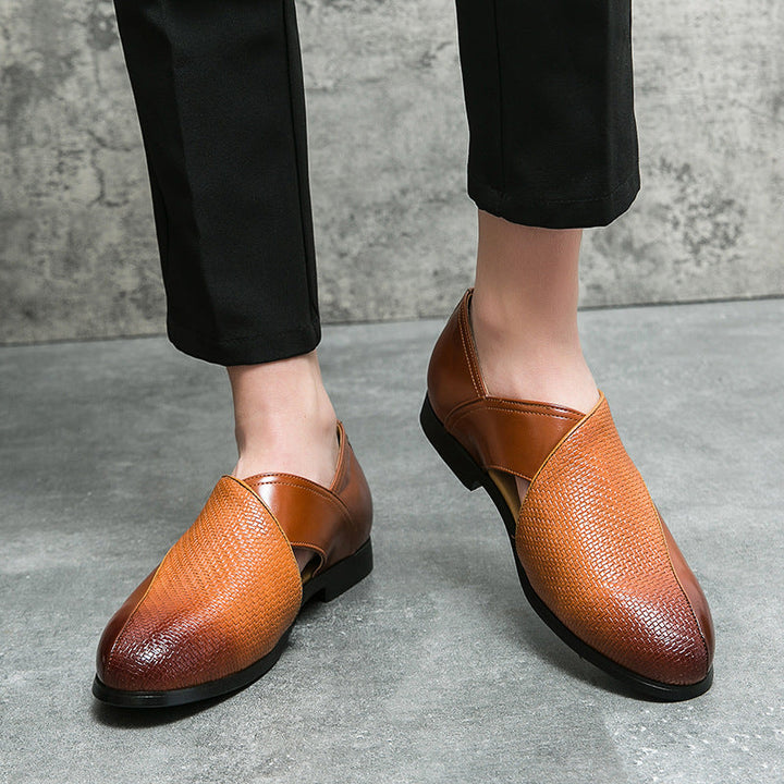 Classic men's leather loafers styled for smart casual wear
