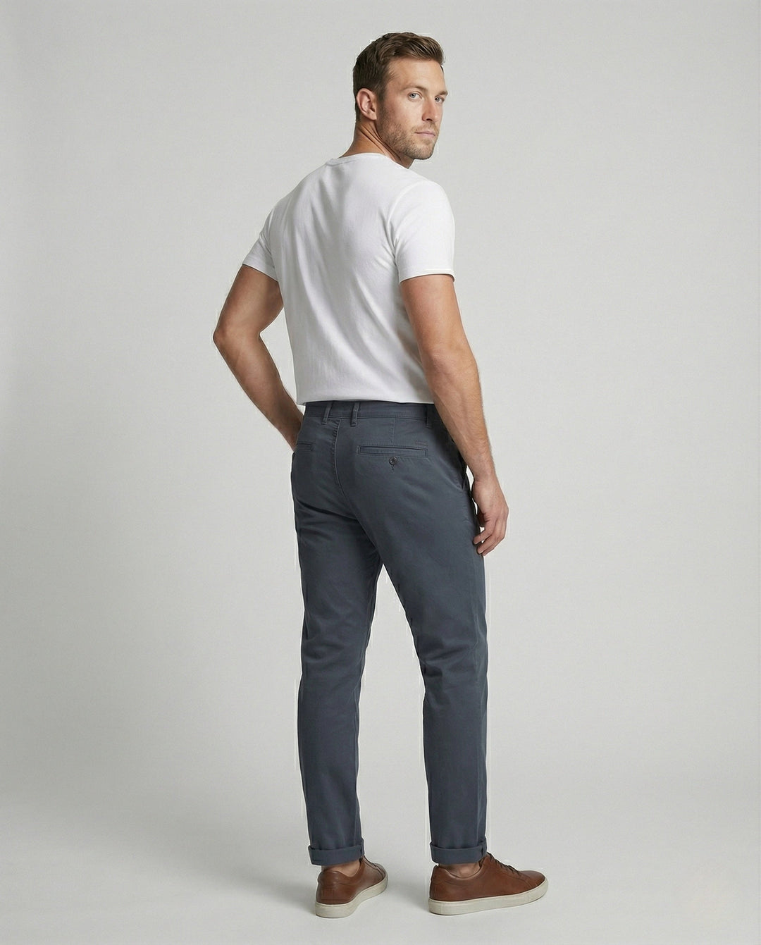 Close-up of the soft fleece lining inside men's chinos