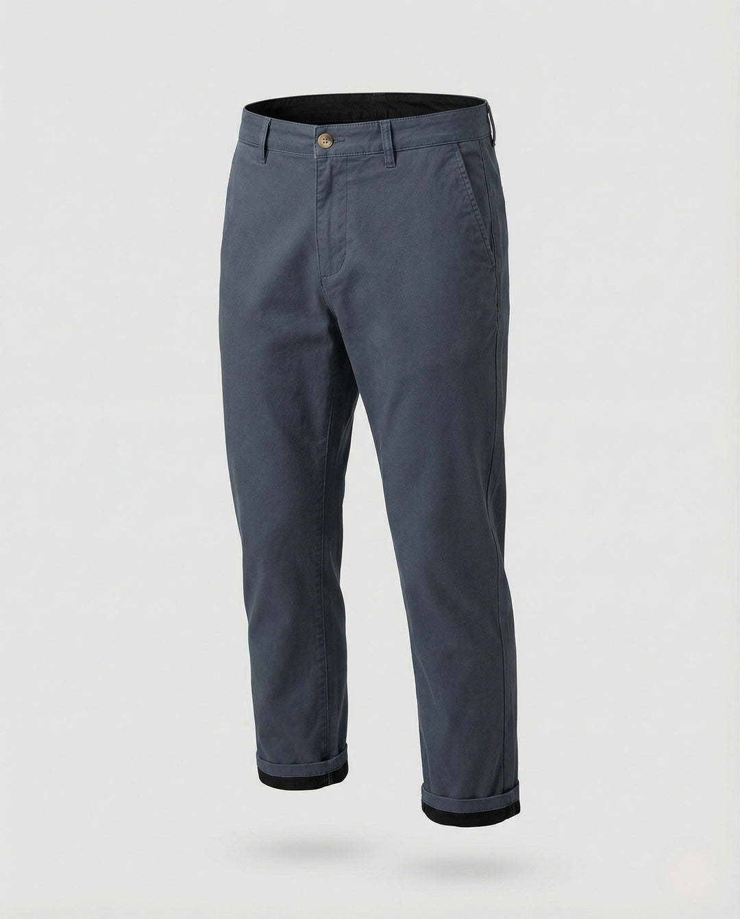 Back view of men's tapered chinos with fleece lining