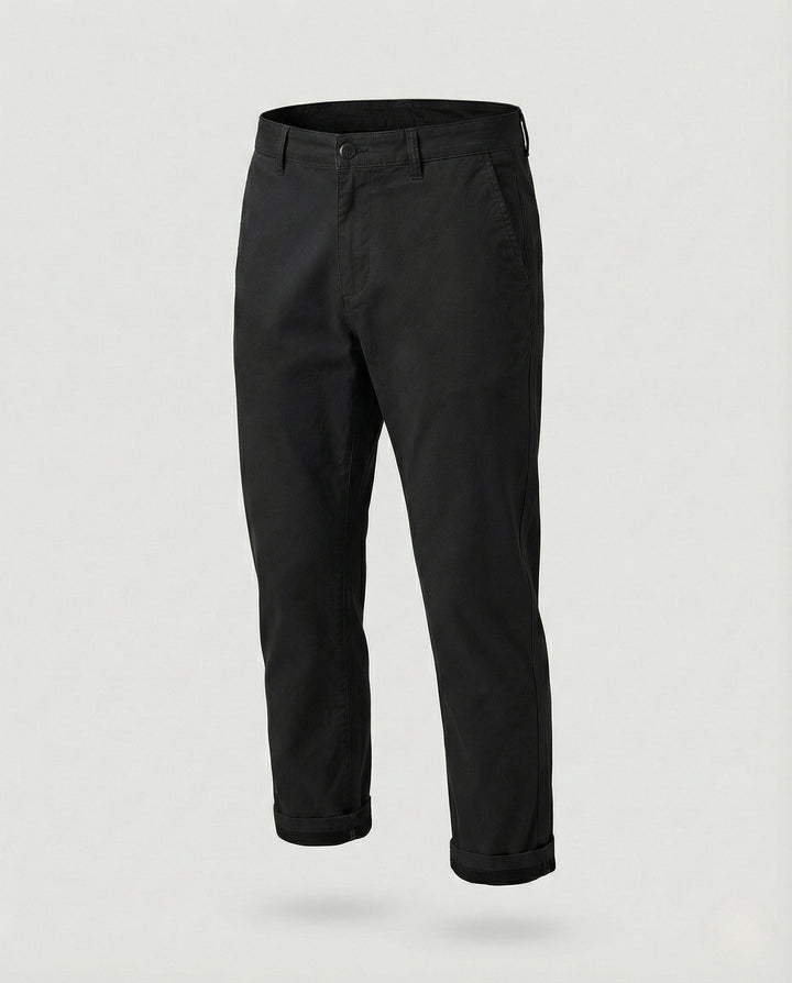 Men's fleece-lined chinos styled for smart casual wear