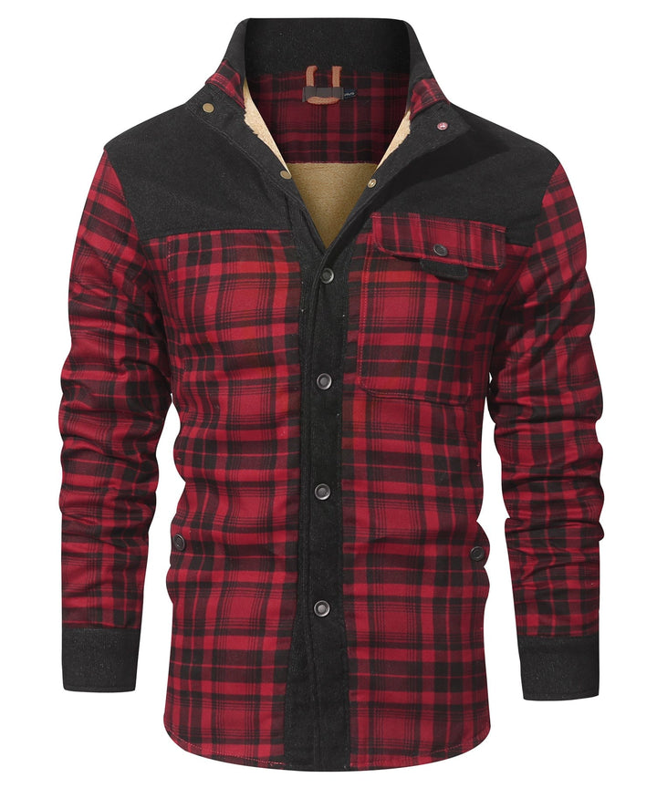 Men's Plaid Flannel Jacket Faux Fur Lined