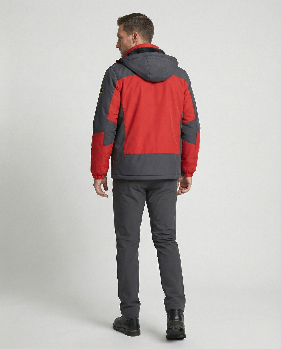 Close-up of the front fastening on a lightweight men's jacket