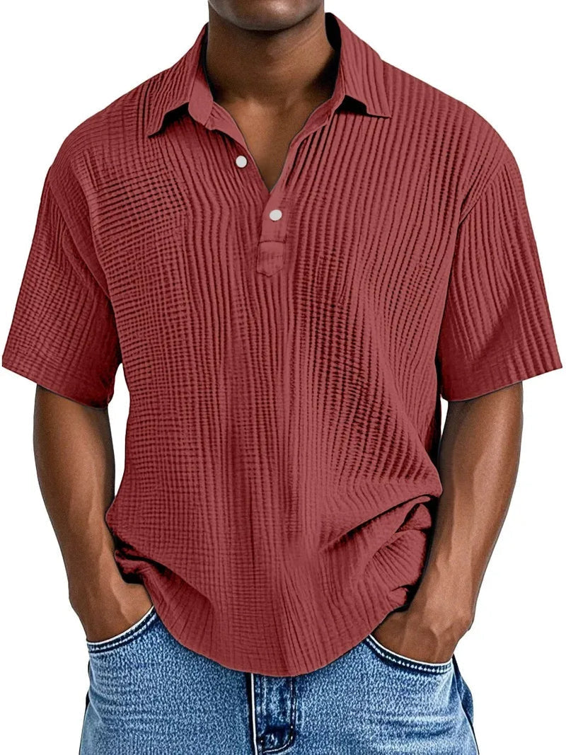 Men's lightweight summer shirt shown on a model from the side