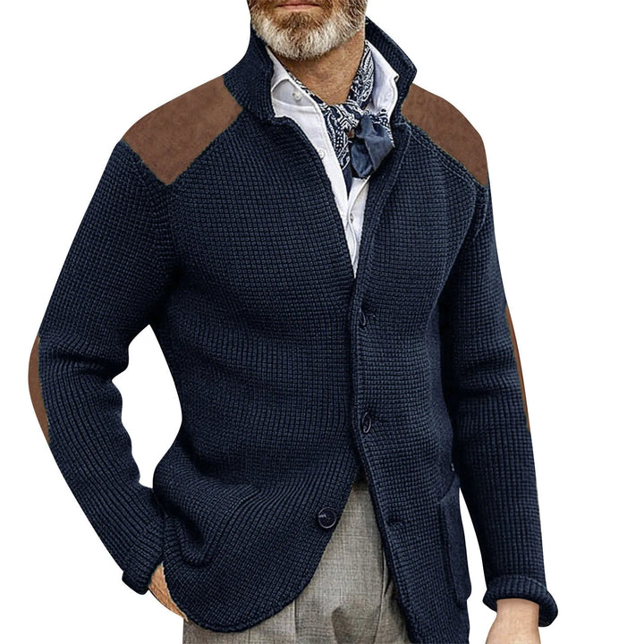 Back view of the men's knitted cardigan