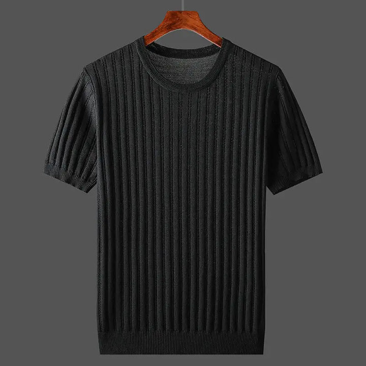 Men's Crew Neck Ribbed Knit T-Shirt