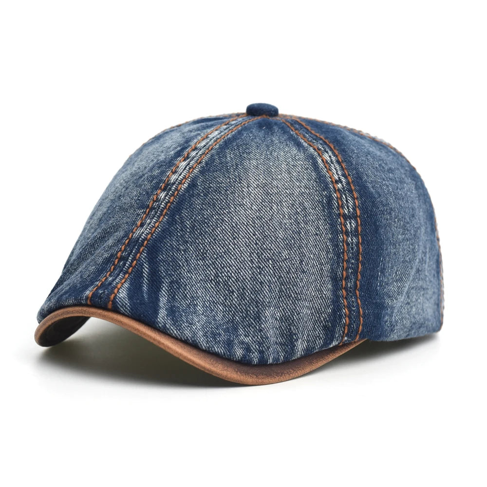 Men's Denim Flat Cap Vintage Style
